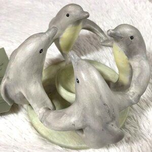 Vintage Penco Circles of the World Stoneware Dolphins Candle/Incense Holder
